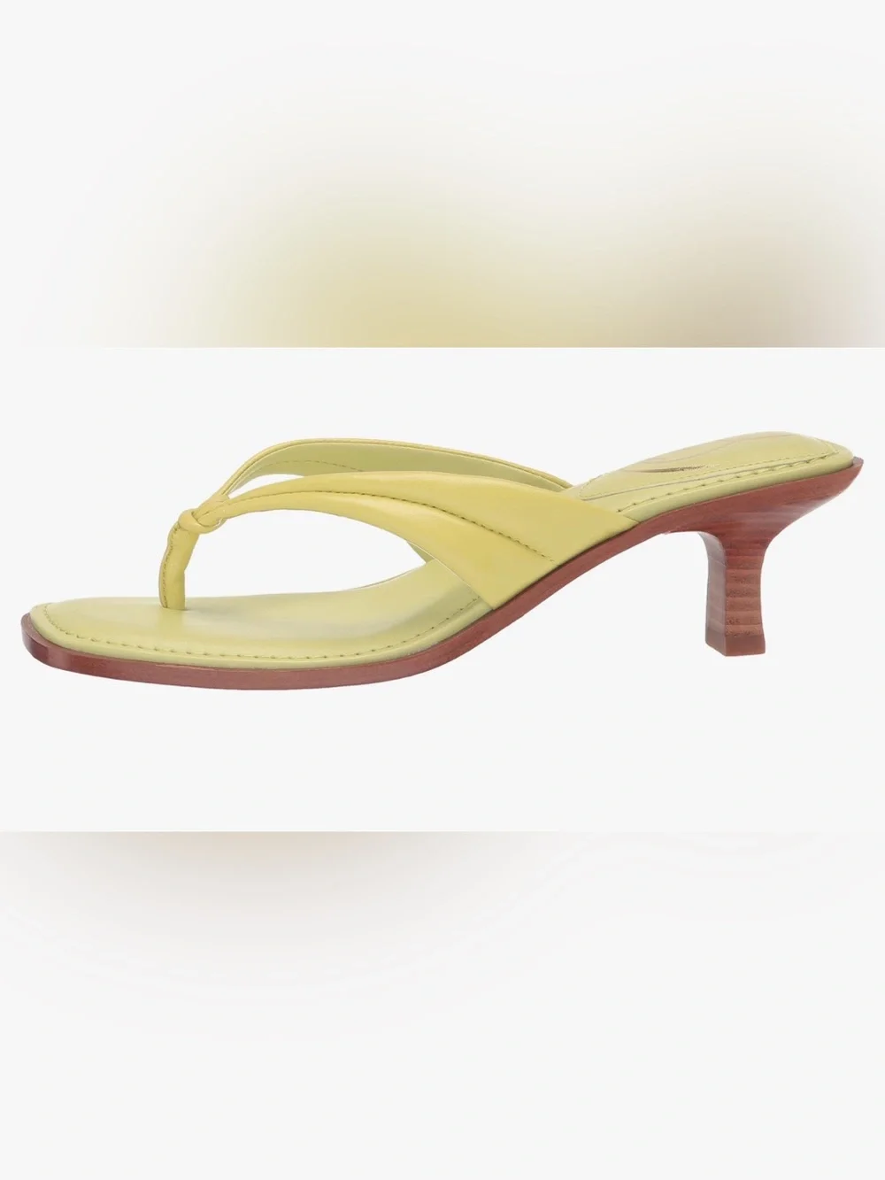 🌟🌼 NIB SAM EDELMAN DAPHNEY KIWI LEATHER Lime Green Thong Kitten Heel Sandals - Picture 9 of 9